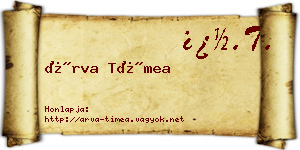 Árva Tímea névjegykártya